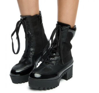 Bamboo black combat boots discount