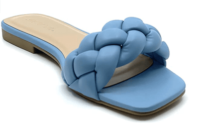 Soda Ball Women's Open Toe Square Toe Braided Flat Slide Sandal