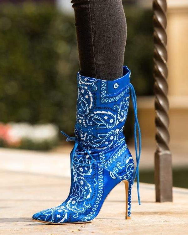 Bandana Print Booties Pointed Toe Madness-2 – SHOE TIME