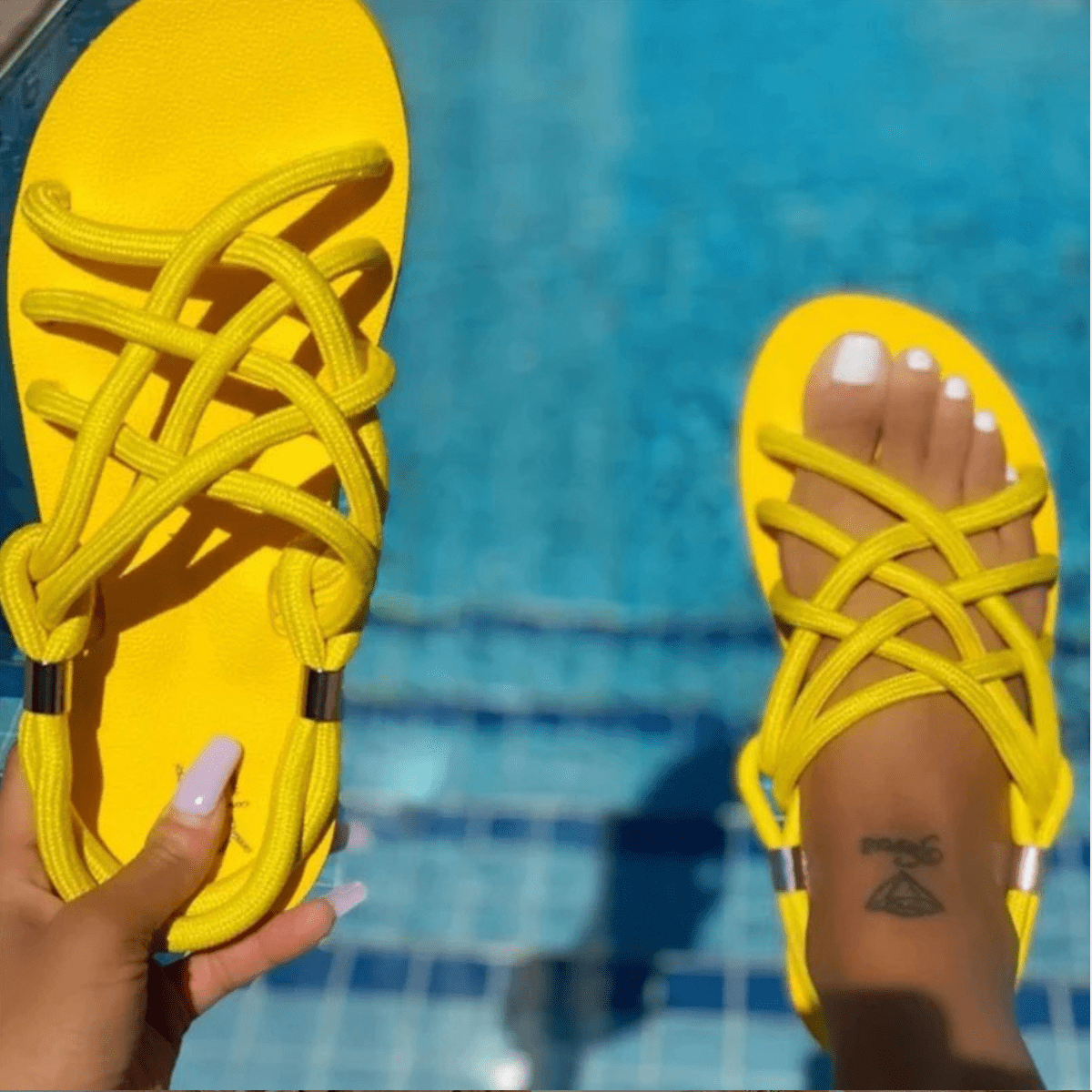 Summer rope sandals in Yellow – SHOE TIME - Main Image