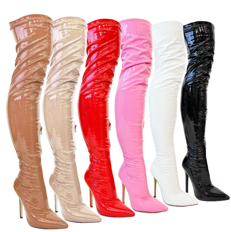  Over the Knee Thigh High Shiny Patent Boots