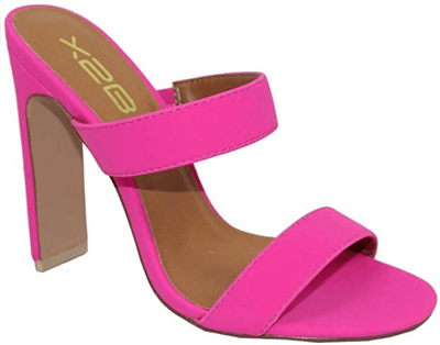 Open toe chunky block heel sandals pink
