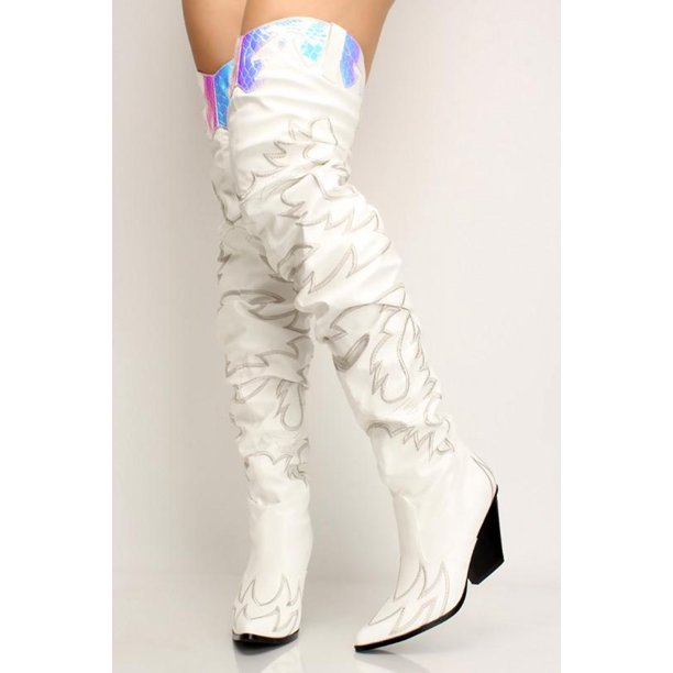 White Western Over The Knee Boots Kelsey-21 by Cape Robbin