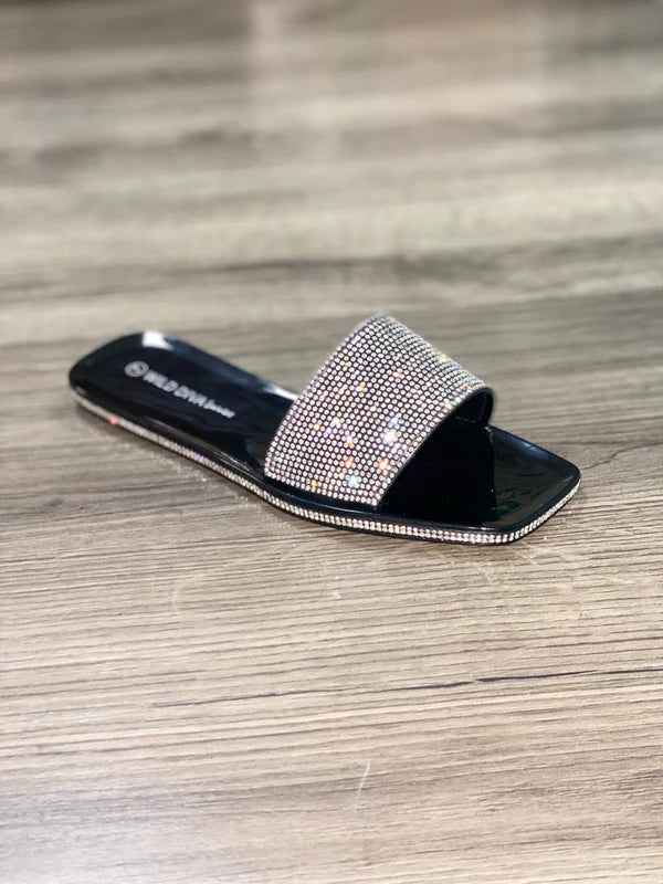 Wild diva clear sales rhinestone slides