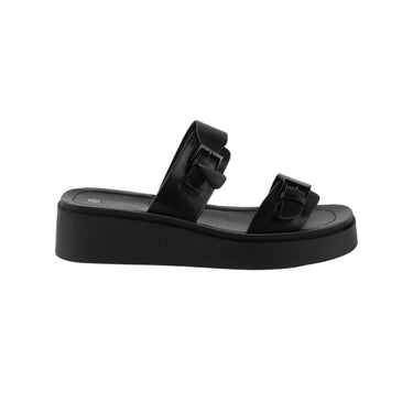 Women Open Toe Two Wide Strap With Buckle Platform Slide Sandals