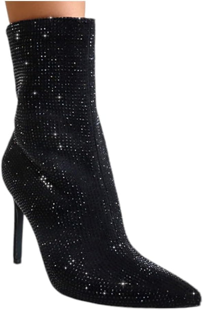 Rhinestone Stiletto Ankle Booties