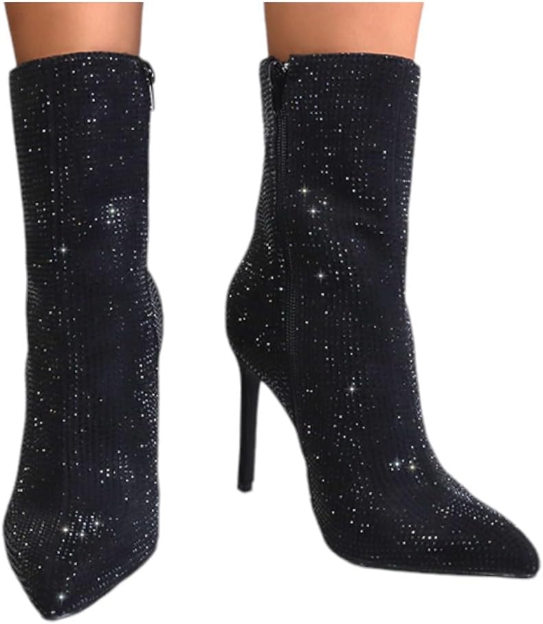 Rhinestone Stiletto Ankle Booties