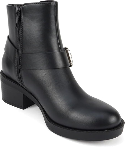 Women Round Toe Western Low Block Heel Ankle Boot