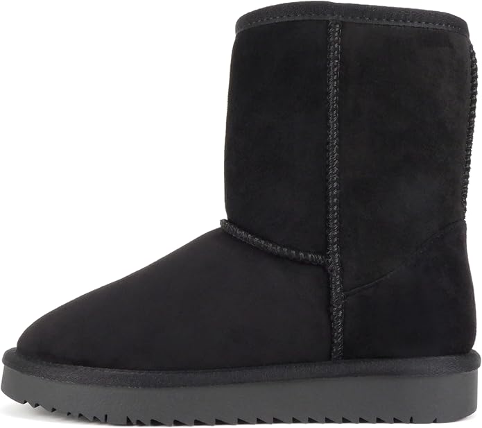 Women Round Toe Lug Sole Low Flatform Sherpa-lined Ankle Boot