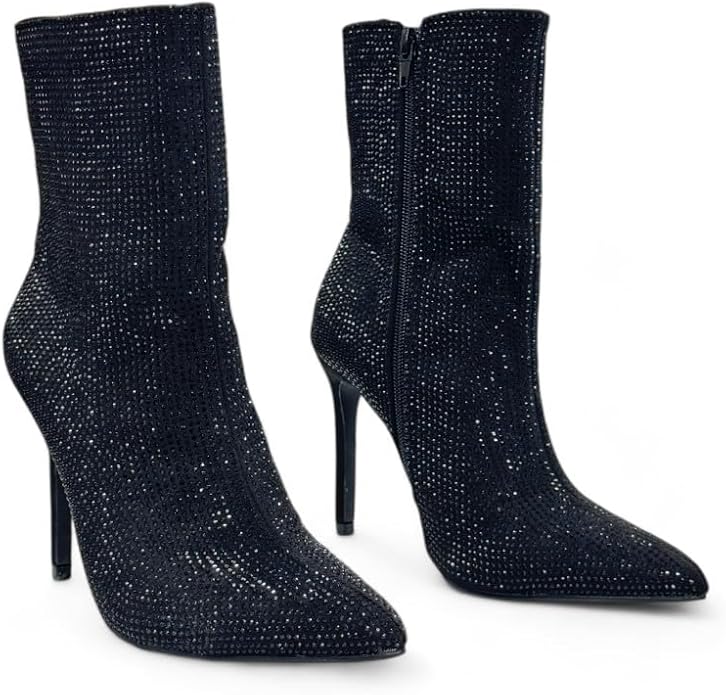 Rhinestone Stiletto Ankle Booties