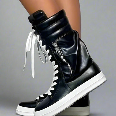 High Top Fashion Sneaker Lace Up Street Shoes with Side Pocket Racer-1