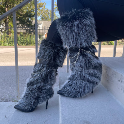 Women's Faux Fur Fashion Winter Stiletto Boots, Halloween Party