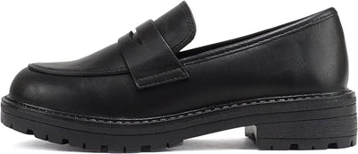 Little Kids/Children/Girls Round Toe Stitch Detail Lug Sole Low Heel Penny Loafer Shoe