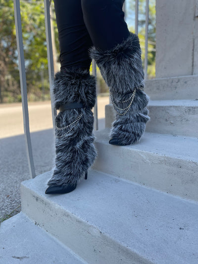 Women's Faux Fur Fashion Winter Stiletto Boots, Halloween Party