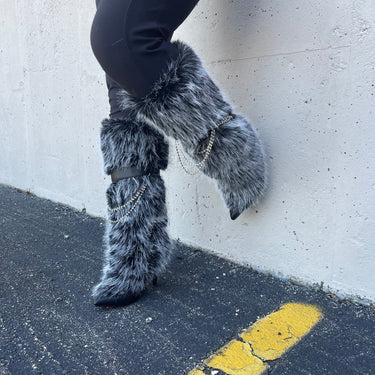 Women's Faux Fur Fashion Winter Stiletto Boots, Halloween Party