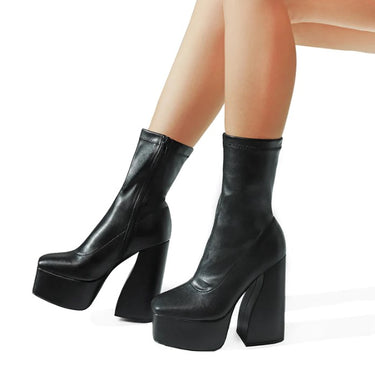 Stretchy Chunky Heel Booties Alpine-2 Liliana