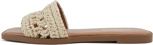 Women Raffa Square Toe Single Band Flat Slide Sandal