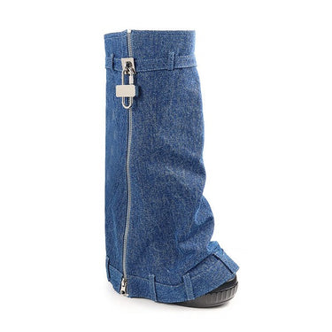 Fold Over Drapey Jeans Boots Brook-4