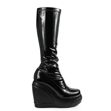 Calf Stretchy Patent Boots Brook-5 Liliana