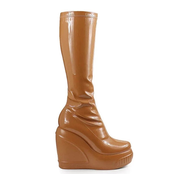 Calf Stretchy Patent Boots Brook-5 Liliana