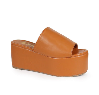 Liliana Budza-5 Classic Neoprone Open Toe Platform Sandal Honey | Shoe Time