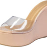 BAMBOO Women's Clear Band Platform Wedge Slide Choice-40 | Shoe Time