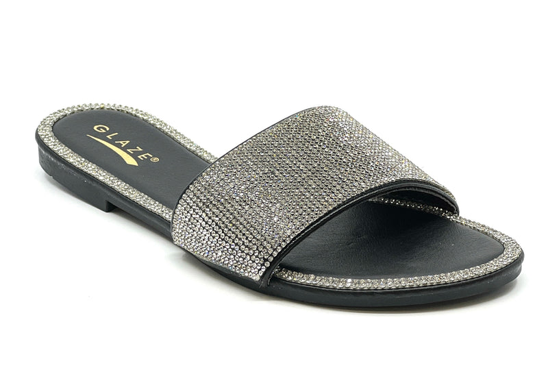 Allover Rhinestone Slide Sandals Honey-62 Glaze | Shoe Time
