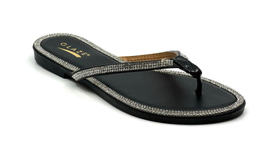 Thong Rhinestone Flat Sandals Honey-49 Wild Diva | Shoe Time