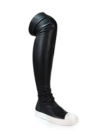 Leather Flat Over The Knee High Boots Wannabe-1 Liliana | Shoe Time