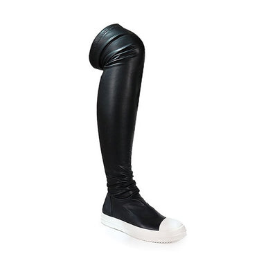 Leather Flat Over The Knee High Boots Wannabe-1 Liliana | Shoe Time