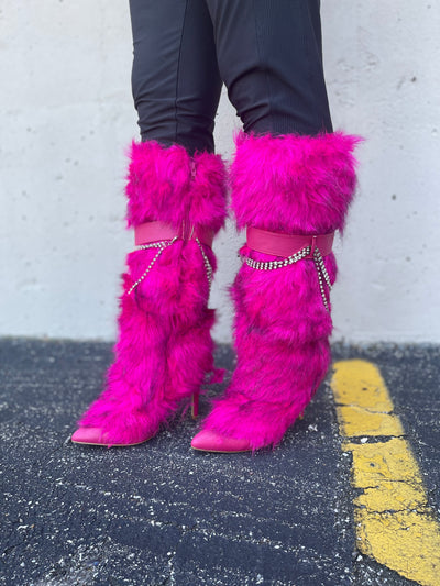 Women's Faux Fur Fashion Winter Stiletto Boots, Halloween Party