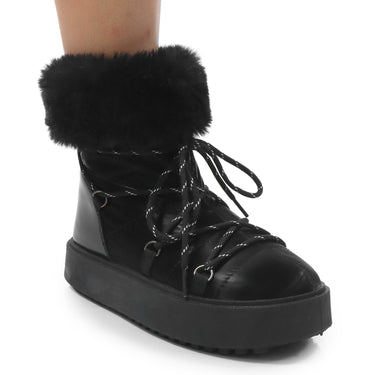 Women's Fur Padded Winter Lace Boots