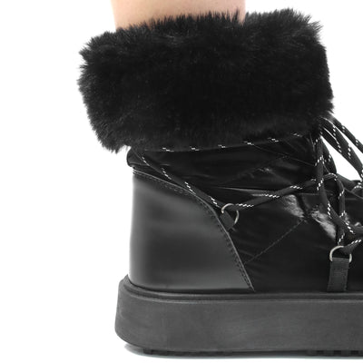 Women's Fur Padded Winter Lace Boots