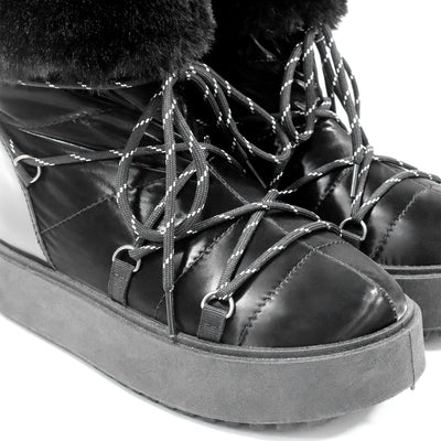 Women's Fur Padded Winter Lace Boots