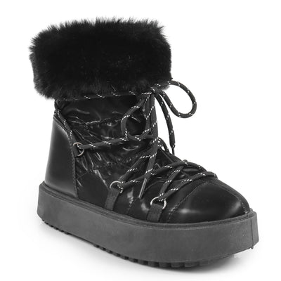 Women's Fur Padded Winter Lace Boots