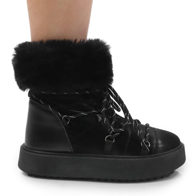 Women's Fur Padded Winter Lace Boots