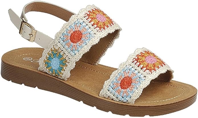 Multicolor Crochet Ankle Strap Sandals