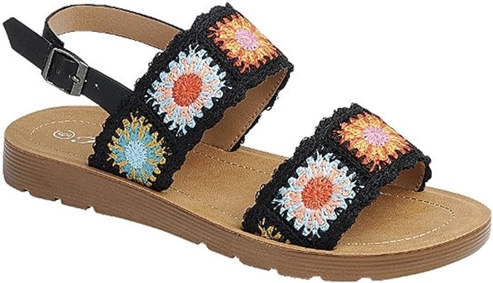 Multicolor Crochet Ankle Strap Sandals