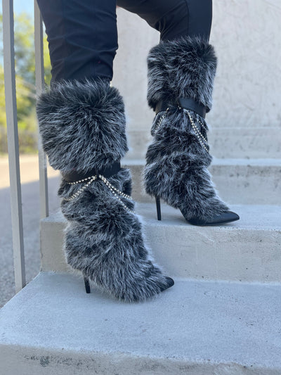 Women's Faux Fur Fashion Winter Stiletto Boots, Halloween Party