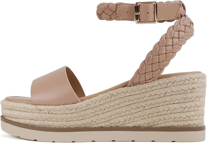 Espadrille Wedge Sandal with Braided Ankle Strap Emalin