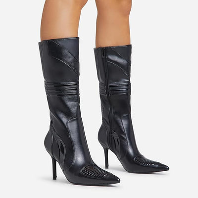 Pointed Toe Heel Mid Calf Boots Endeavor