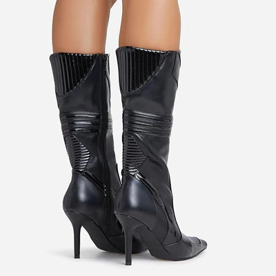 Pointed Toe Heel Mid Calf Boots Endeavor