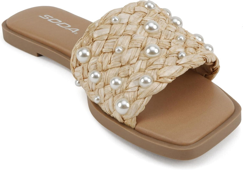 Women Open Square Toe Single Strap Slide Sandal Engine