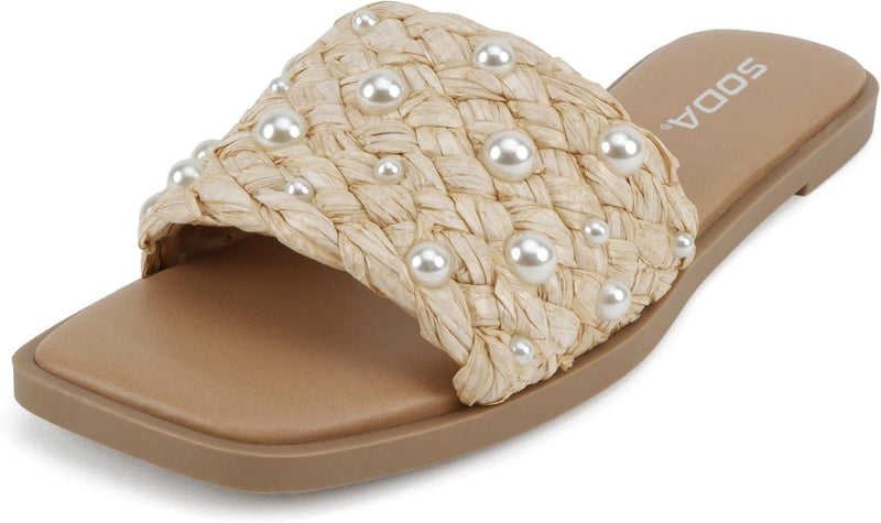 Women Open Square Toe Single Strap Slide Sandal Engine