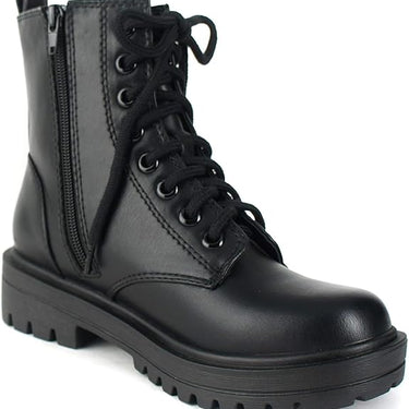 Women's Fashionable Combat Ankle Boots, Lace Up Side Zipper Short Boots