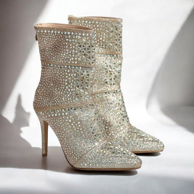 Rhinestone Stiletto bootie, Crystal Ankle Fashion Boots