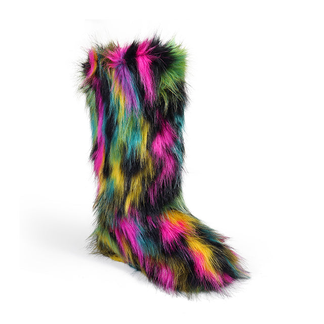 Winter Fuzzy Snow Boots Fluffy Over The Knee Platform Warm Boots, Halloween Party Fashion