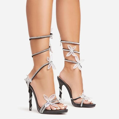 Fantasy Butterfly Detail Wrap Around Strap Stiletto Heels