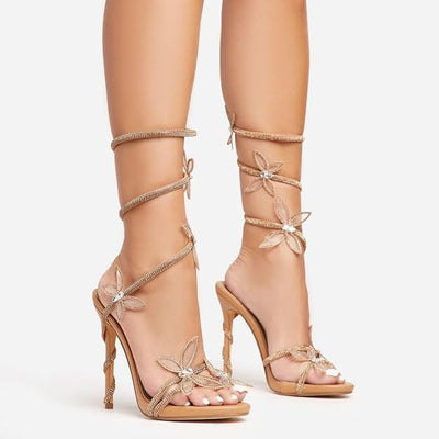 Fantasy Butterfly Detail Wrap Around Strap Stiletto Heels