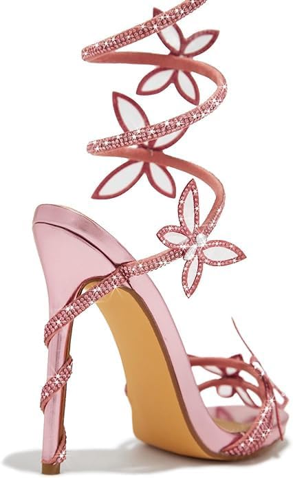 Fantasy Butterfly Detail Wrap Around Strap Stiletto Heels